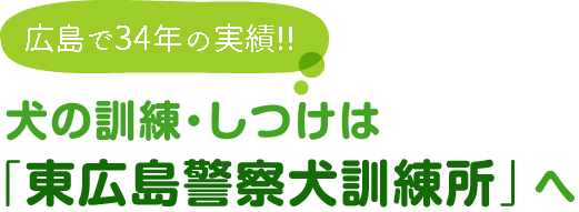 広島で30年の実績!! 犬の訓練・しつけは「東広島警察犬訓練所」へ